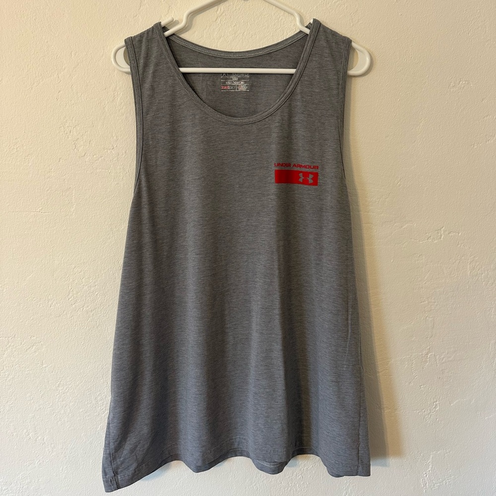 Under Armour Gray Heat Gear Loose Tank Top Athletic Run Shirt Mens Size XXL 2XL
